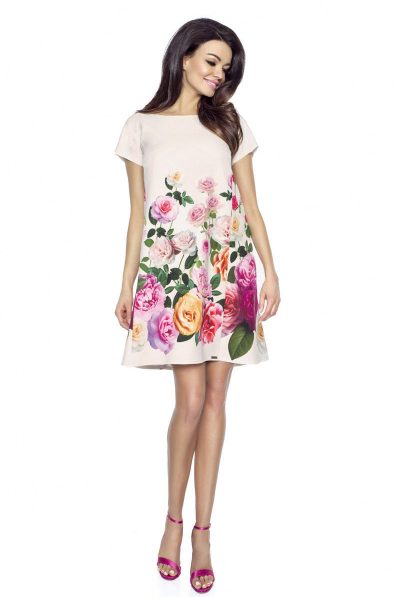 Ecru Floral Print Dress