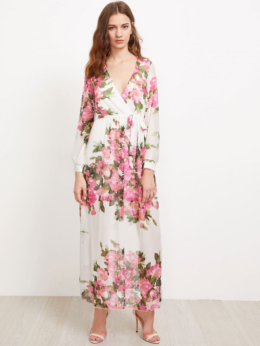 Floral Feeling Chiffon Tie Dress