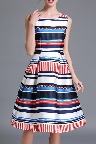 Striped Nepal A-line Dress