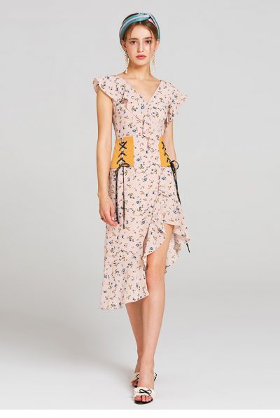 Floral Corset Ruffles Dress