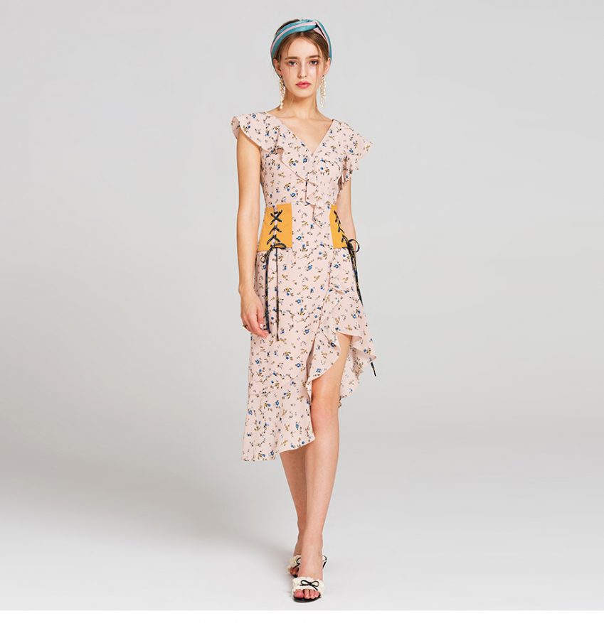 Floral Corset Ruffles Dress