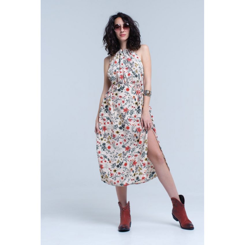 Floral High Neck Dress