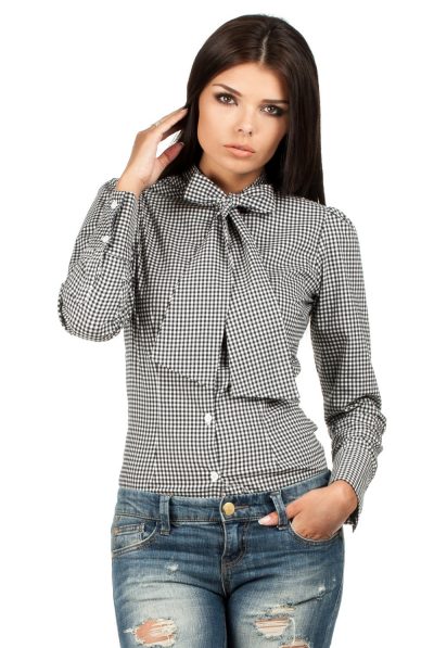 Gingham Bow Blouse