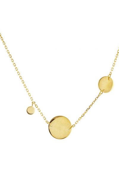 Italian Engravable Gold Discs Sterling Silver Charm Necklace