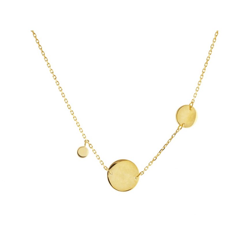 Italian Engravable Gold Discs Sterling Silver Charm Necklace