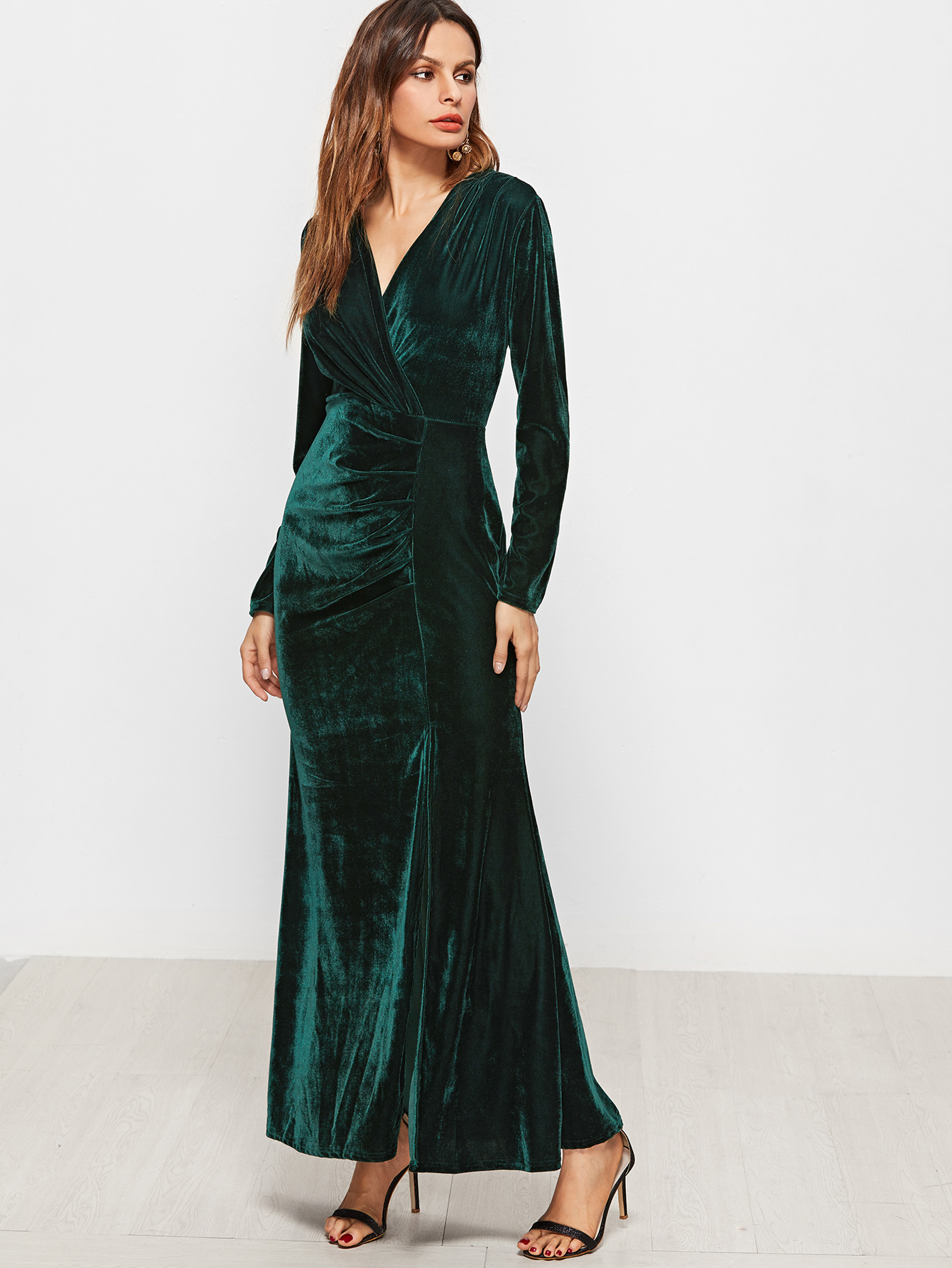 Green Velvet Maxi Dress