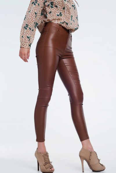 High Rise Brown Skinny Trousers