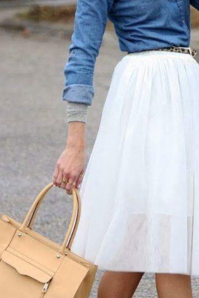 White Tulle Mesh Skirt