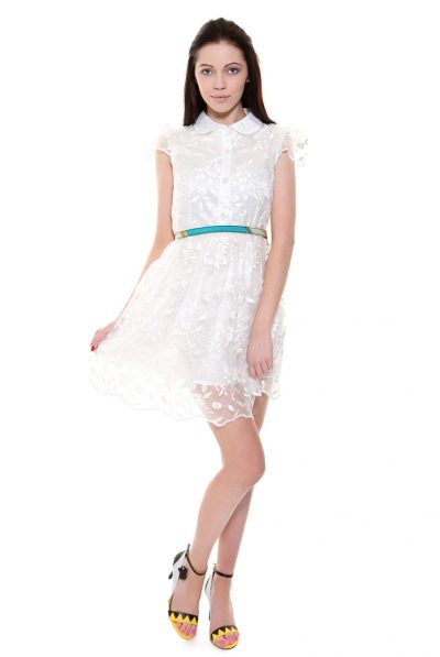 White Flower A-line Dress