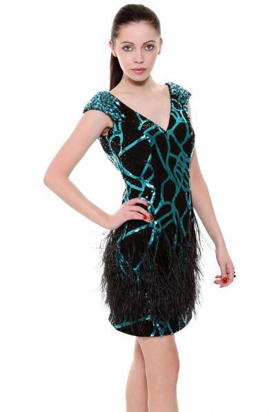 Sequin & Feather Occassion Dress
