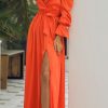 Orange Split Sleeve Maxi Dress - Image 2