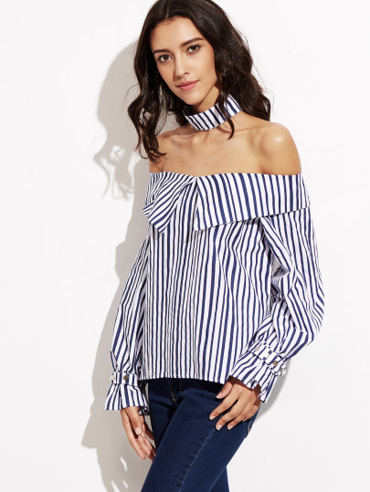 Jeannie Off-Shoulder Top with Choker detail