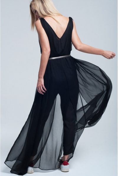 LAYERING BLACK JUMPSUIT BACK