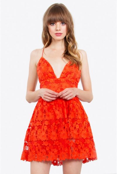 Willa Design Red Crochet Dress
