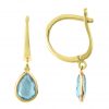 Latelite London Pisa Mini Teardrop Earring Gold Blue Topaz - Image 2