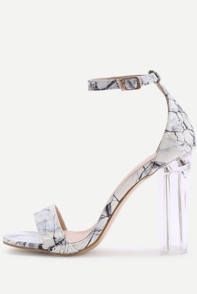 Marble Print Patent Leather Sandal