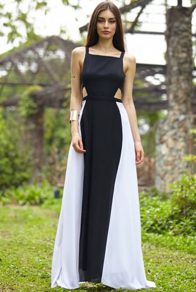 Monochrome cut-our maxi dress