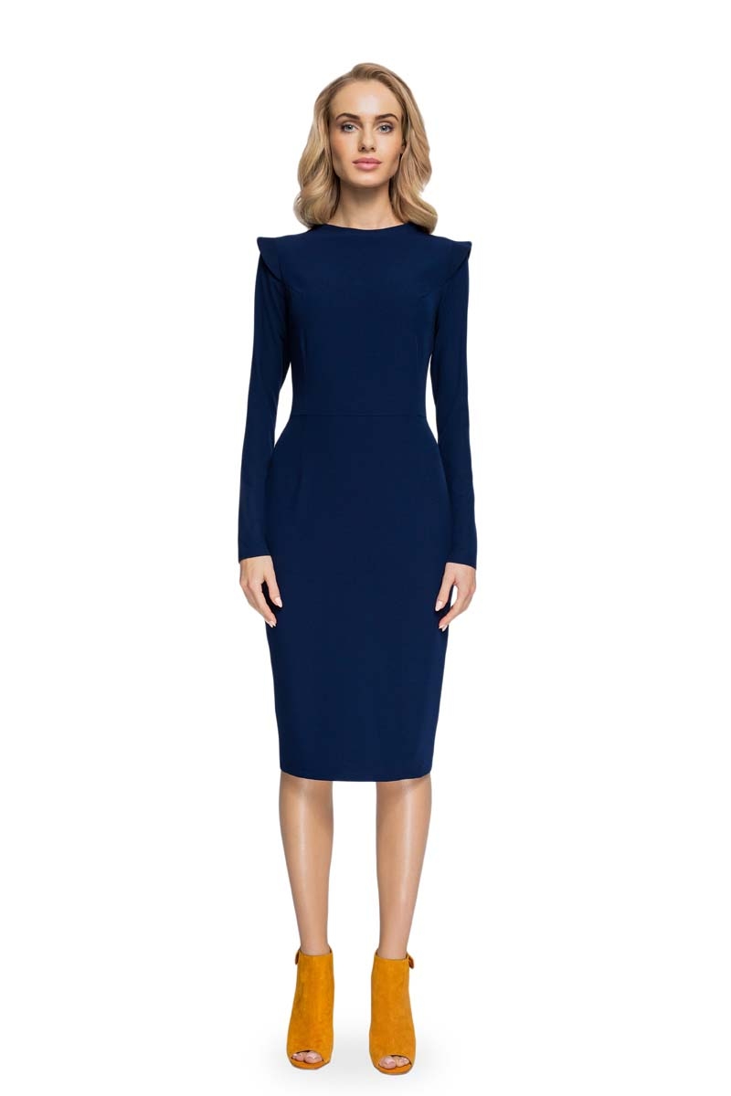 Navy Peg Pencil Dress