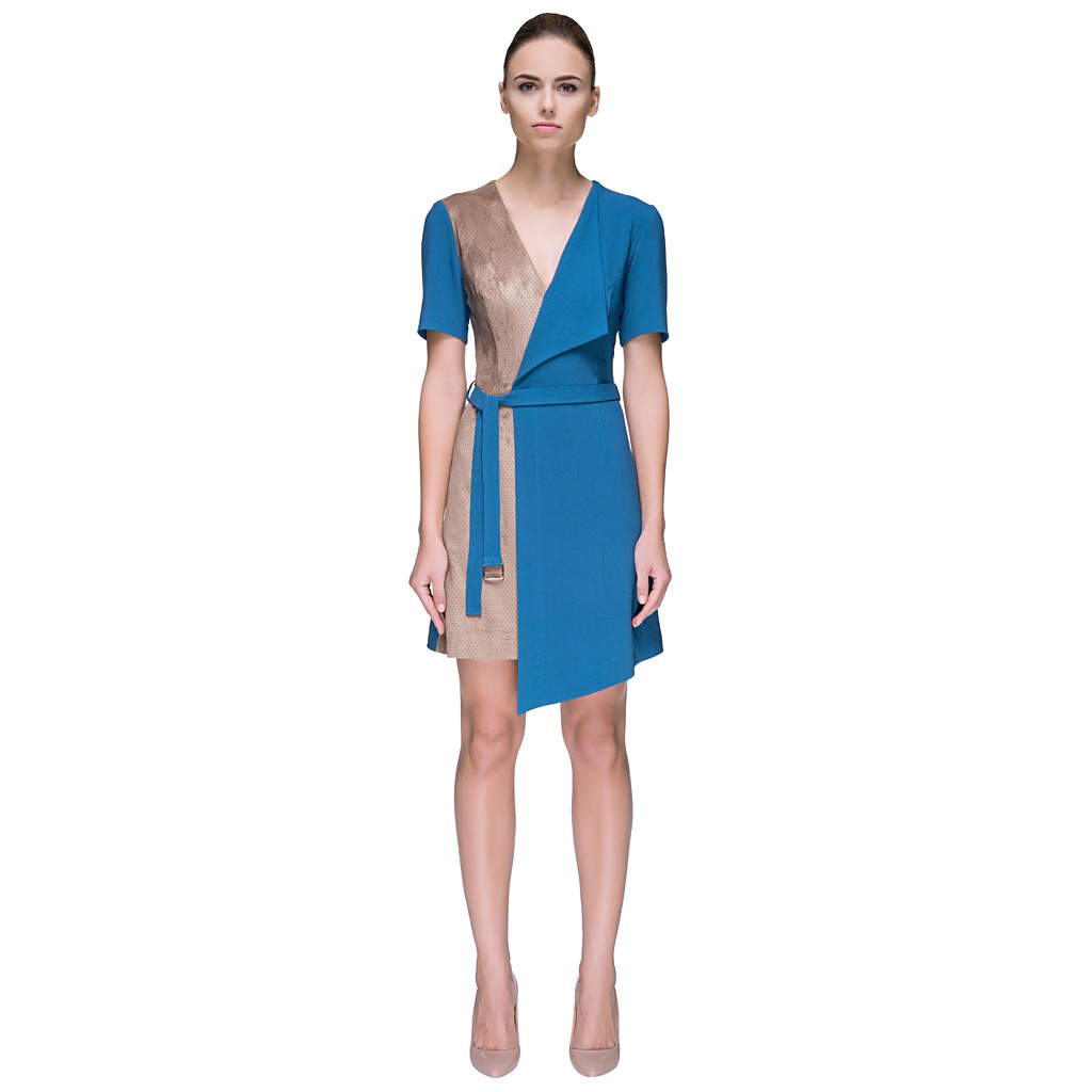Nude Turquoise Time Multi-Layered Dress