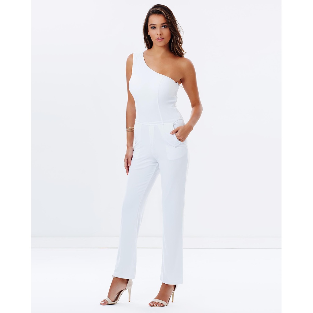 White One Shoulder Jumpsuit by Skiva