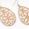 Pink Gemstone Gold Hollow Drop Earrings - Image 2