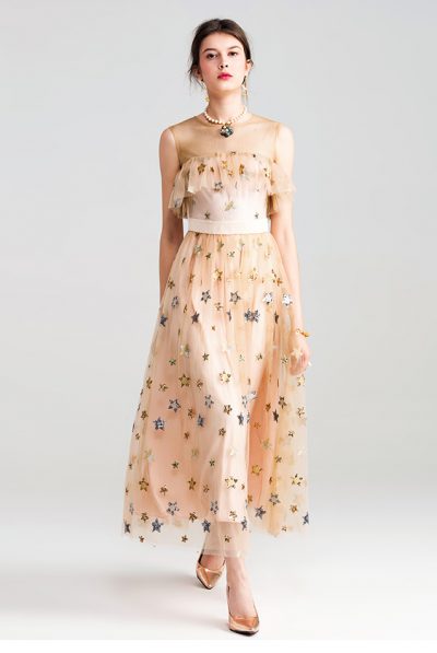 Empire Stars Peach Mesh Dress