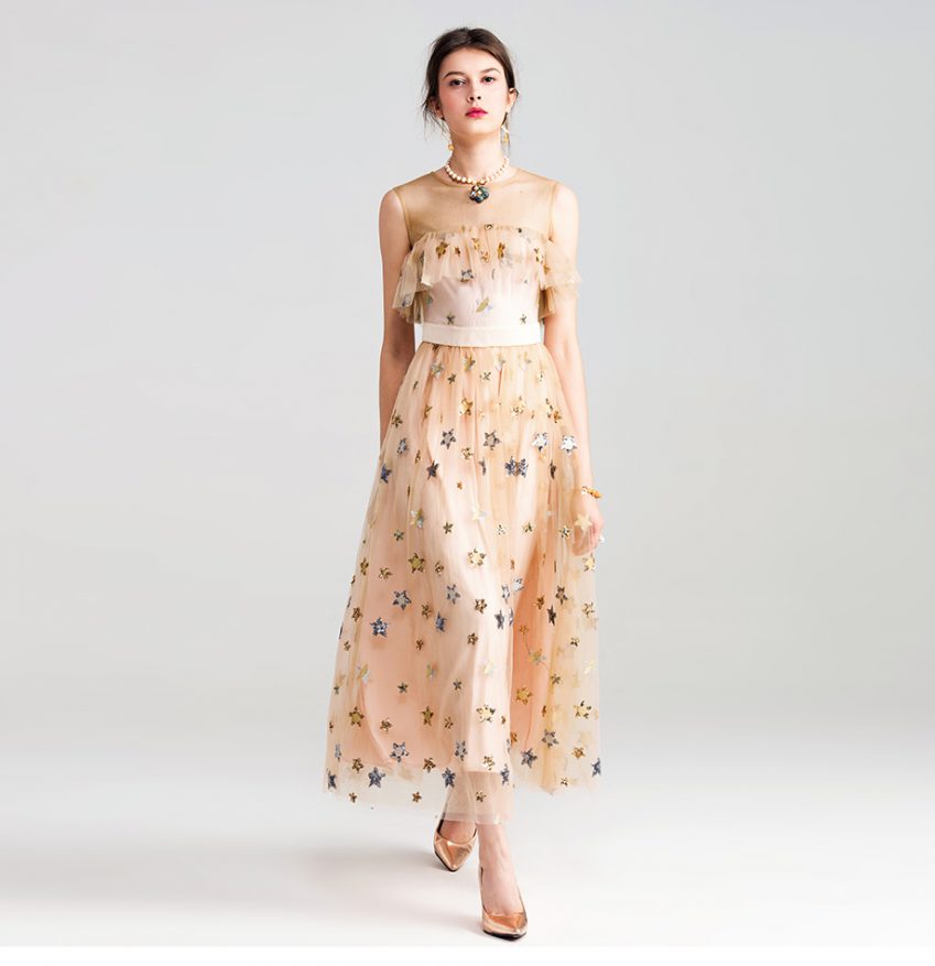 Empire Stars Peach Mesh Dress