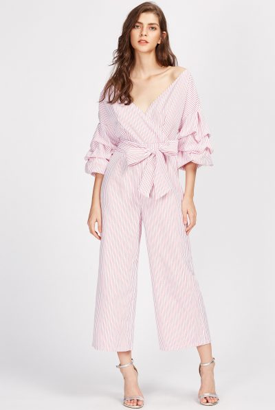 Pink Candy Wrap Jumpsuit