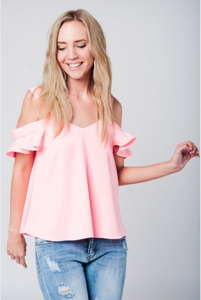 Pink Cold Shoulder Top