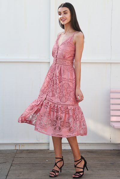 Pink Buttons Leila Spring Dress