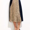All Night Long Pleated Velvet & Gold Skirt - Image 2