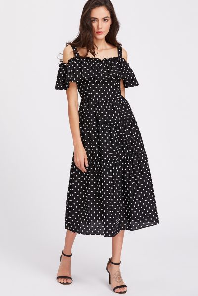 Polka Dot Tea Length Dress