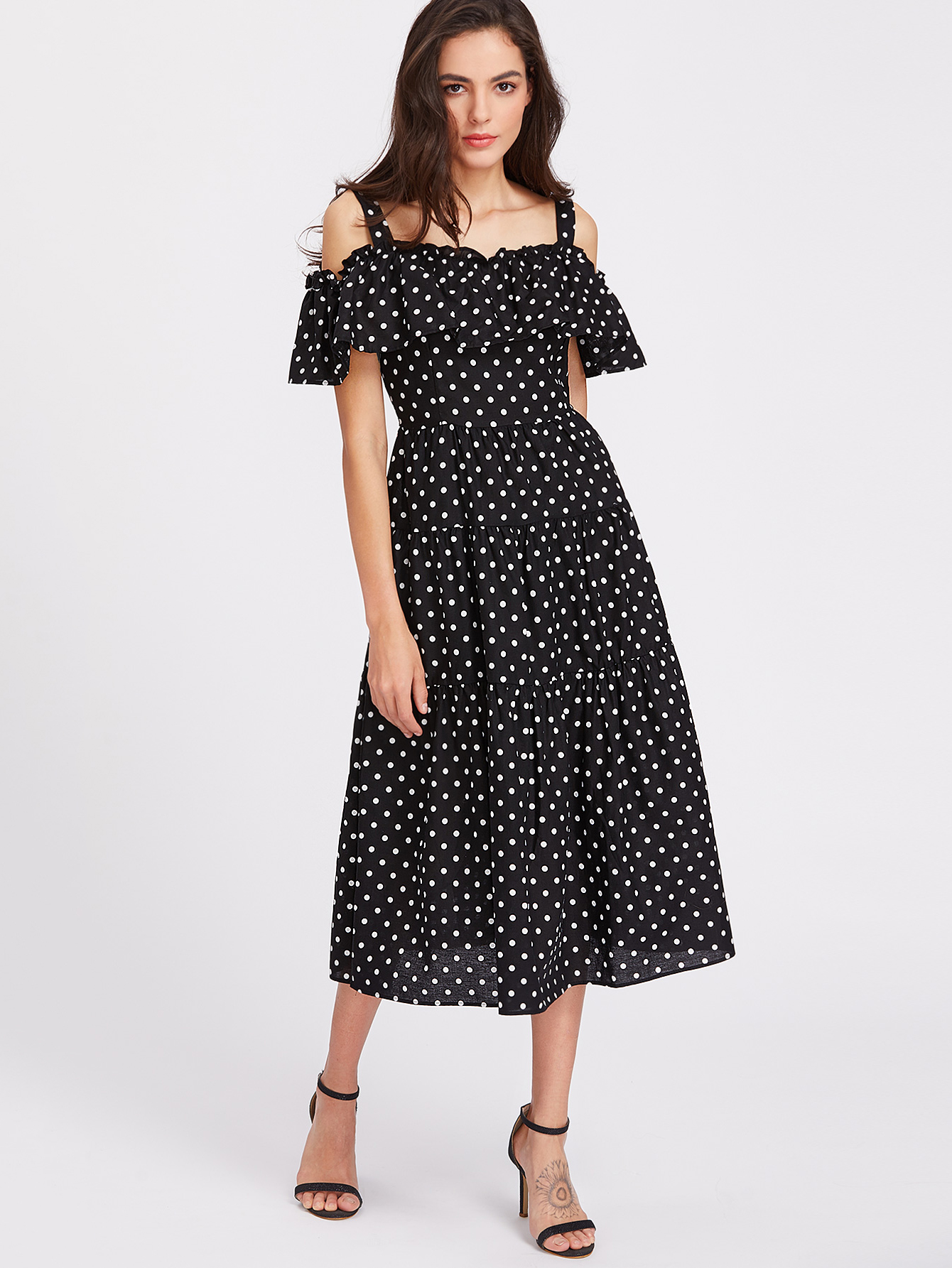 Polka Dot Tea Length Dress