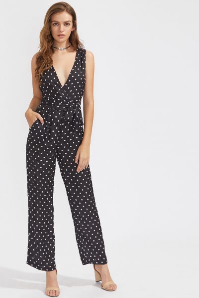Polka Dot V-neck jumpsuit