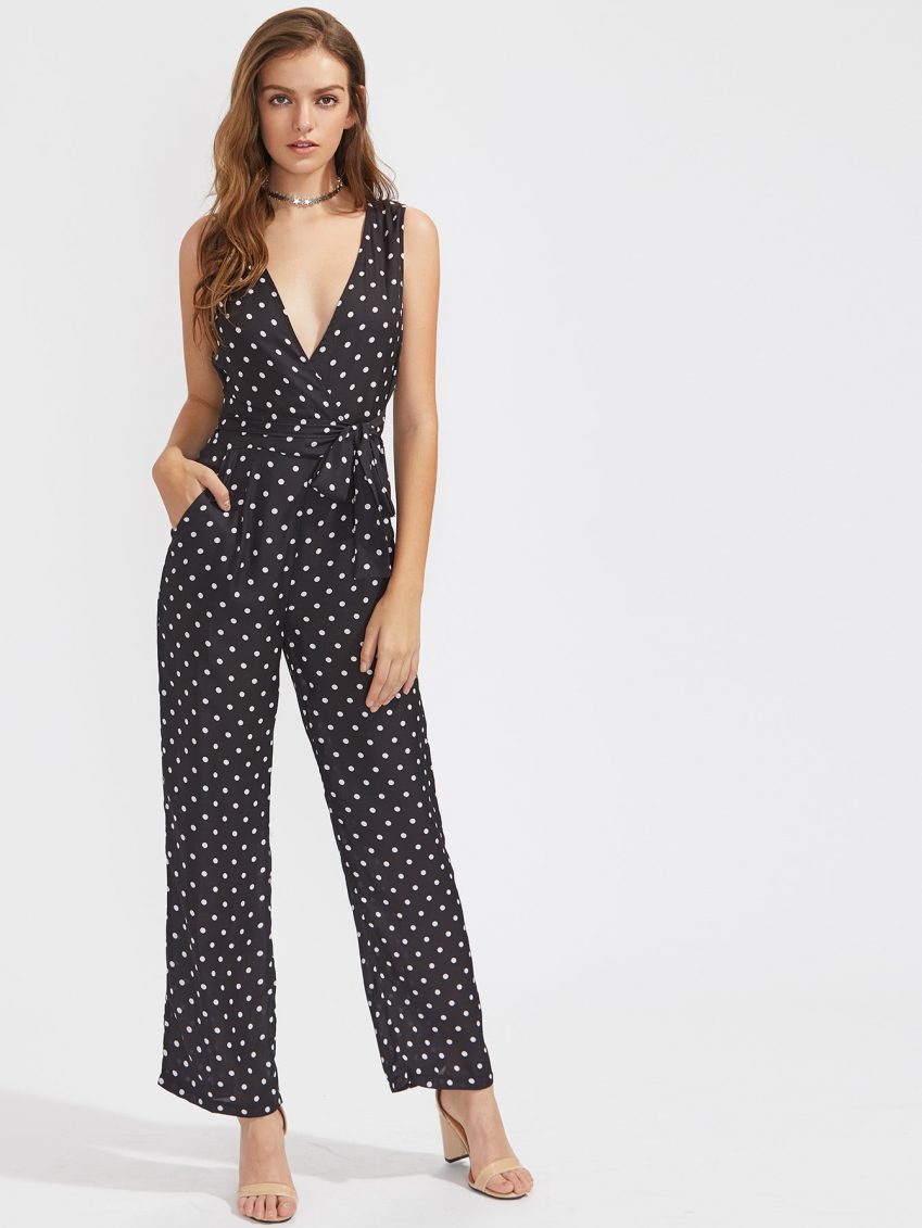 Polka Dot V-neck jumpsuit