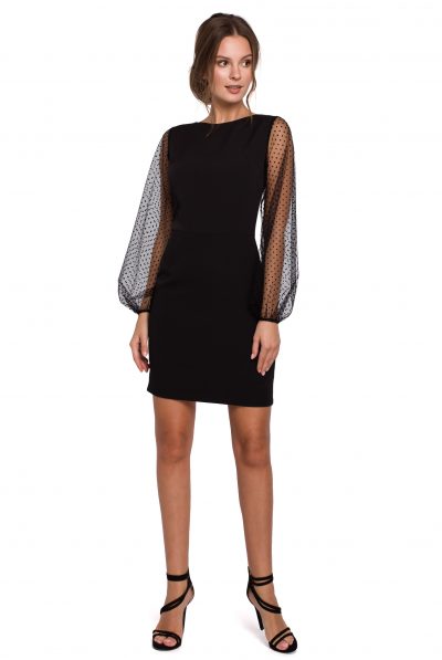 Polka Dot Tulle Sleeve Dress