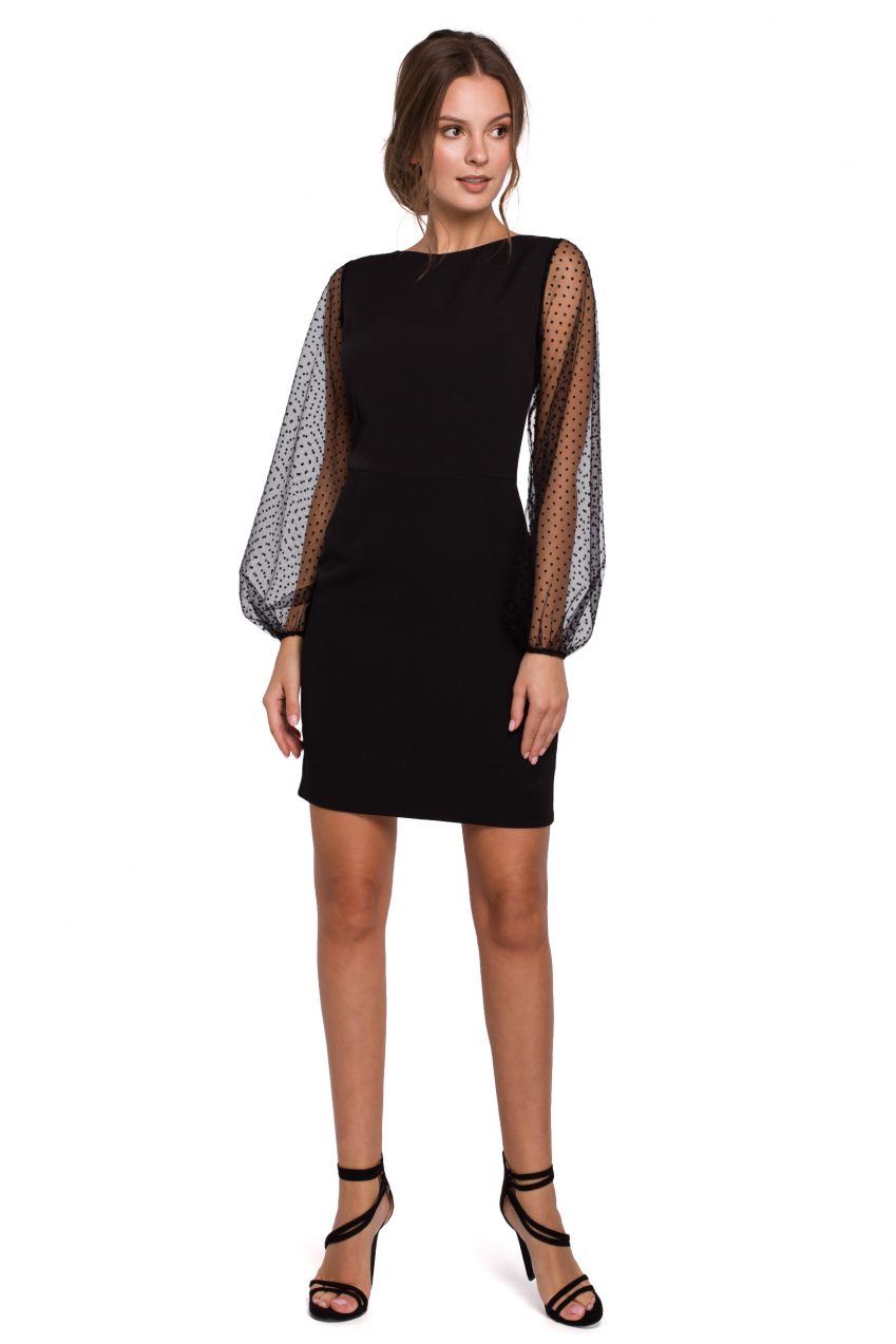 Polka Dot Tulle Sleeve Dress