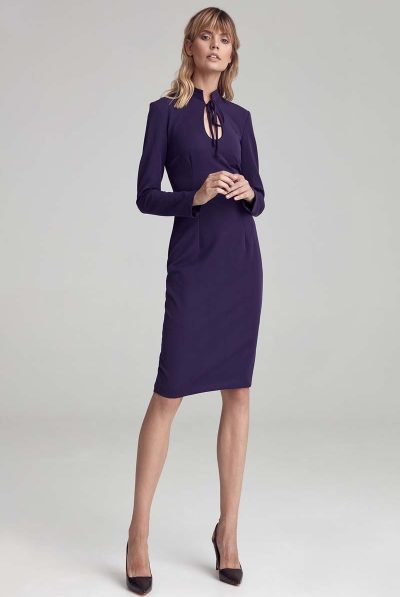 Purple Keyhole Midi Dress