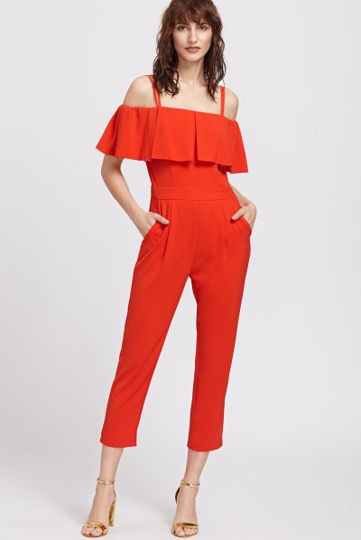 Red Ruffles Jumpsuit by Noir