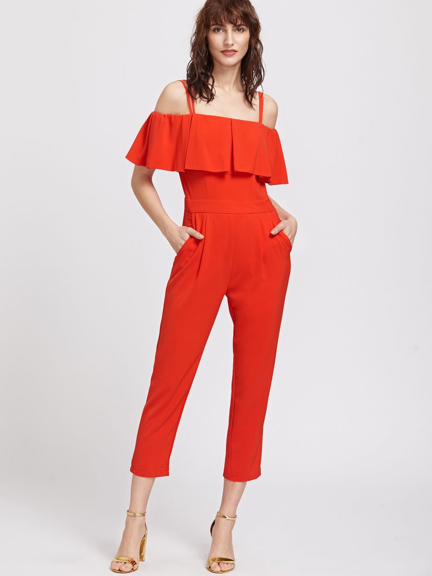 Red Ruffles Jumpsuit by Noir