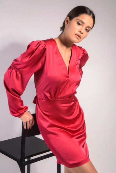 Red Pink Bunone Satin Dress - Various Colours