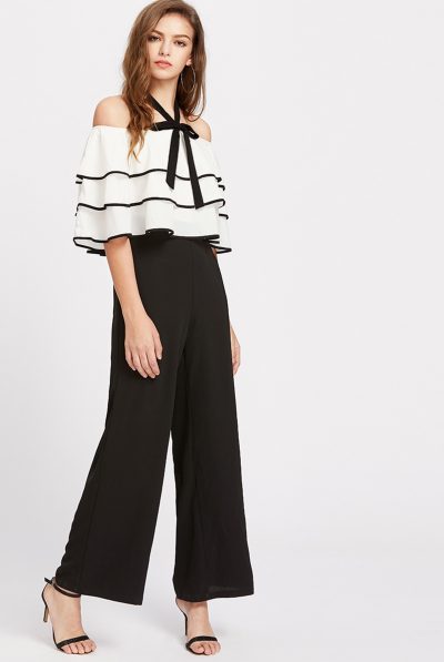 Monochrome Ruffles Jumpsuit