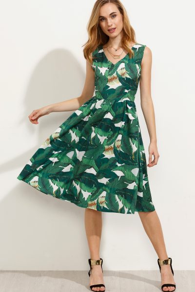 Tropical Tea Print Dress
