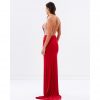 Beaded Lace Evening Dress - Red - Image 2