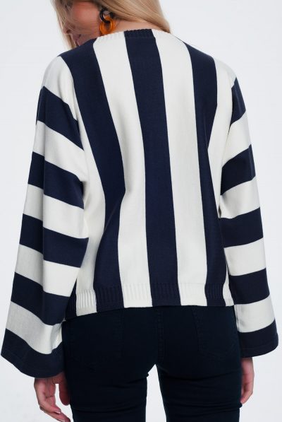 Scoop-neck-sweater-in-mono-stripe-in-navy