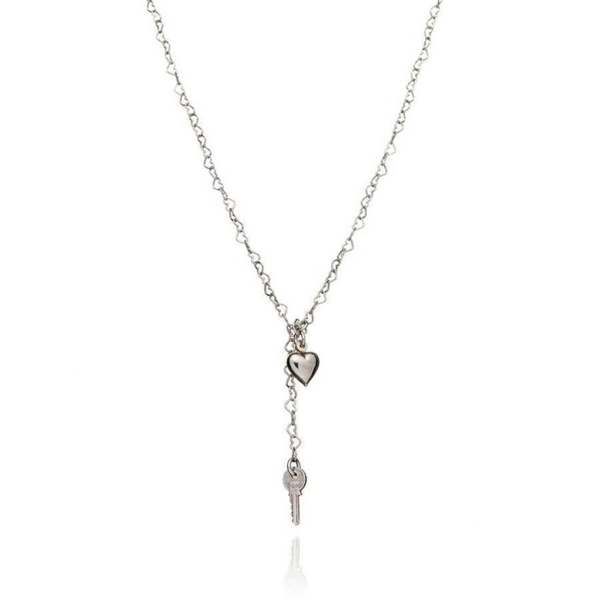 Think Positive Antonio Marsocci Womens Silver Heart Rolo Chain