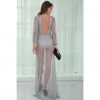 Silver Glitter Backless  Gown - Image 2
