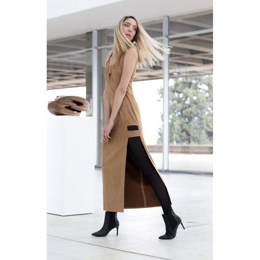 Noir Suede Maxi Dress