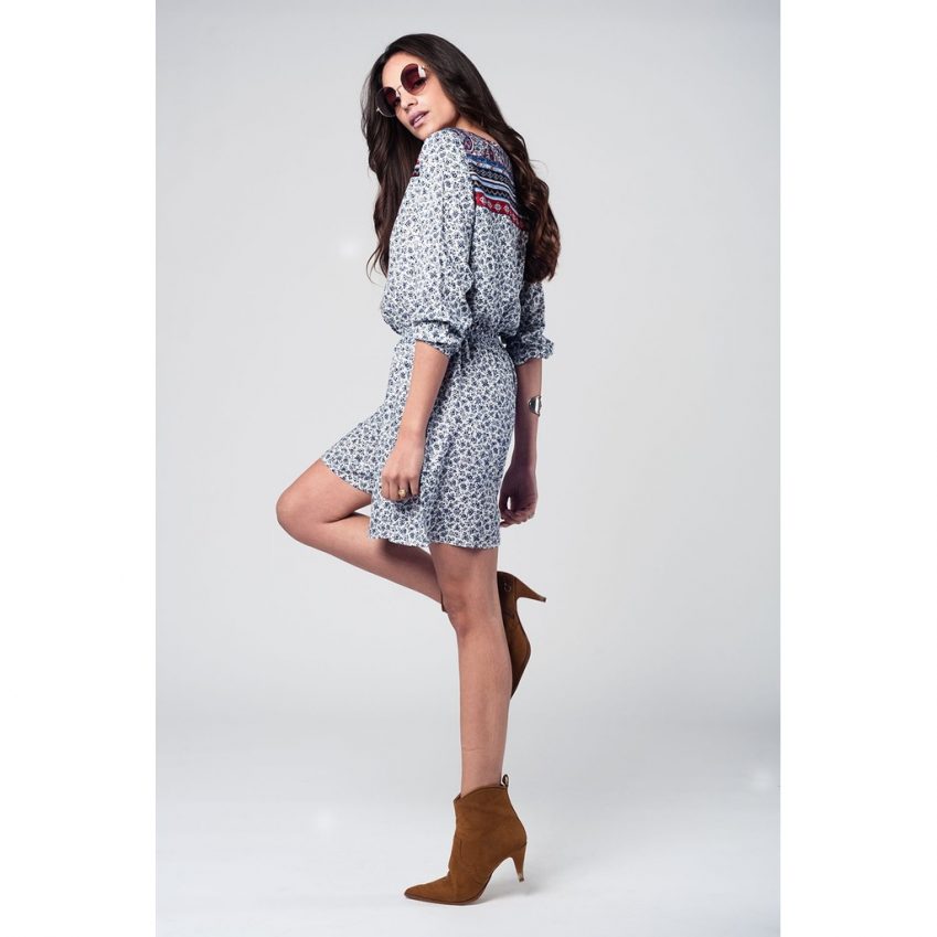 White Celeice Floral Playsuit