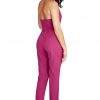 Magenta V-neck belted jumpsuit - Image 2